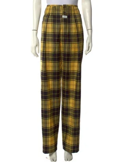 Pre-owned Etro Wool Wide Leg Pants W/ Tags In Yellow