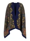 Etro Wool-blend Floral Cape In Multicolor