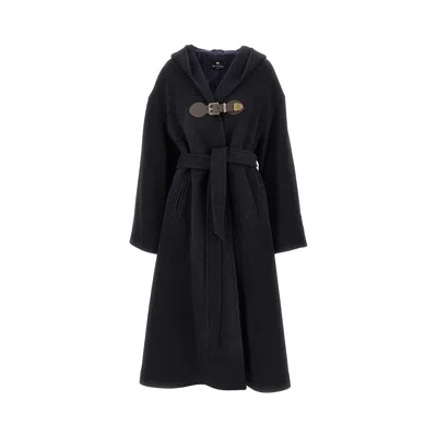 Etro Wool-blend Oversized Coat In Black