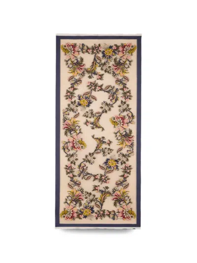 Etro Wool-blend Scarf With Fil Coupé Floral Pattern In Nude