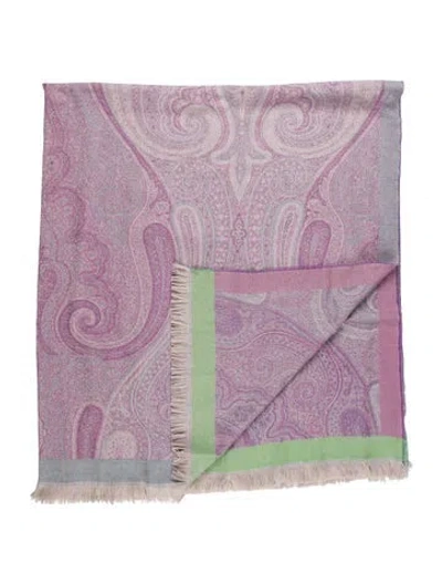 Pre-owned Etro Wool-blend Throw In Purple