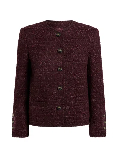 Etro Wool-blend Tweed Jacket In Burgundy