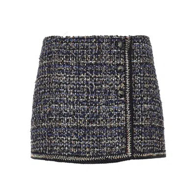 Etro Wool-blend Tweed Mini Skirt In Blue