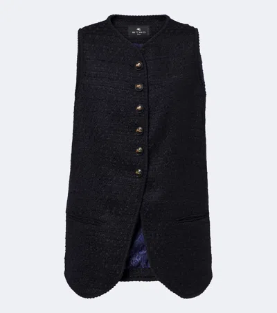 Etro Wool-blend Vest In Blue