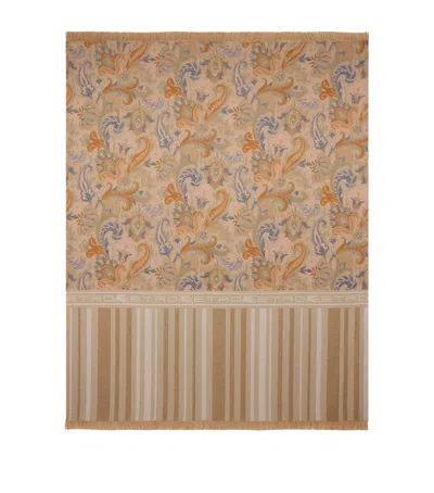 Etro Wool-cotton Jacquard Farley Throw In Brown