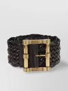 Etro Woven Calf Leather Belt With Gold-tone Buckle