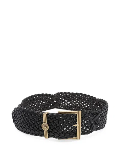 Etro Woven Coin-buckle Belt In Black