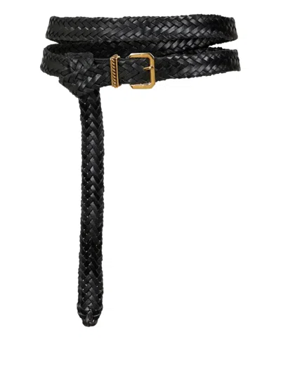 Etro Woven Double-wrap Belt In Black