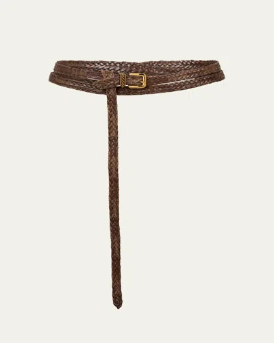 Etro Woven Double-wrap Leather Belt In Pattern