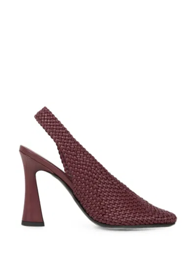 Etro Woven Faux Leather Pumps In Burgundy