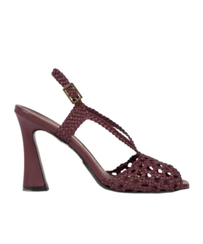 Etro Woven High-heeled Sandals In Burgundy