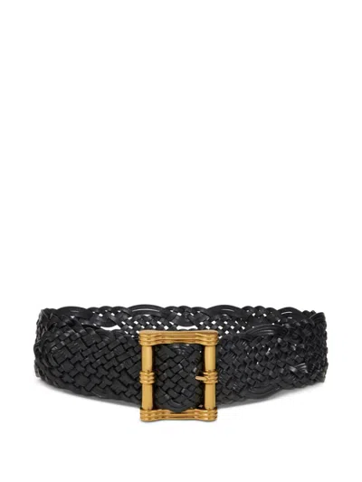 Etro Woven Leather Belt In Black