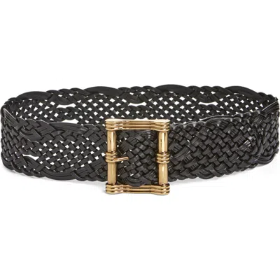 Etro Woven Leather Belt In Black