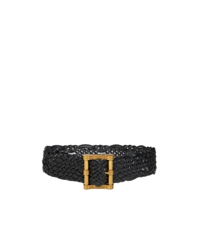 Etro Braided Leather Belt In Black