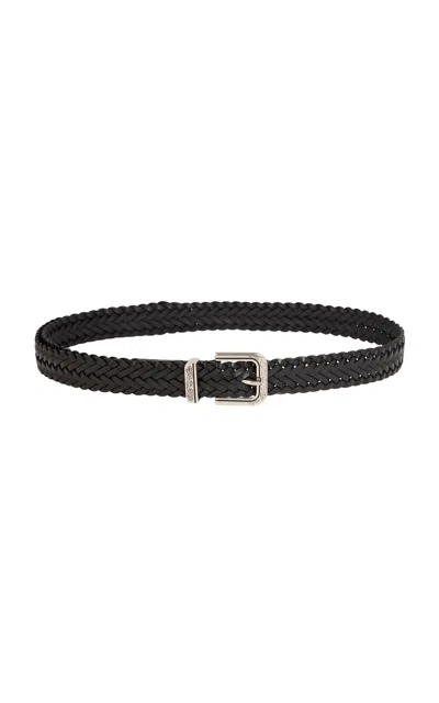 Etro Woven Leather Belt In Black
