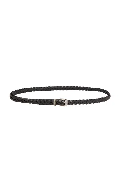Etro Woven Leather Belt In Black