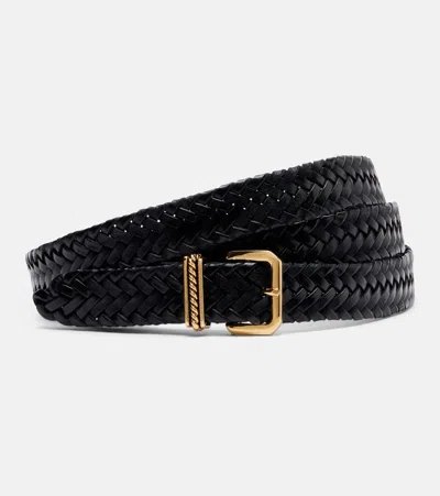 Etro Woven Leather Belt In Black