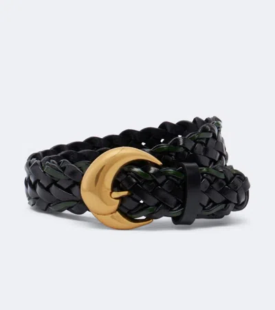 Etro Woven Leather Belt In Black