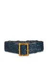 Etro Maxi Woven Leather Belt In Blue