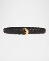Etro Woven Leather Belt In Brown
