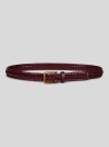 Etro , Woven Leather Belt, Man, Brown, Size 80 In Brown