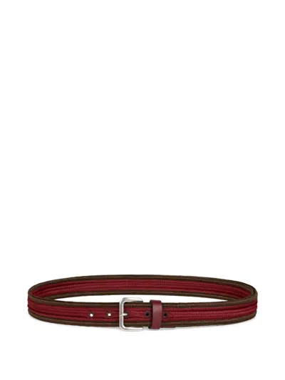 Etro Woven Leather Belt In Burgundy
