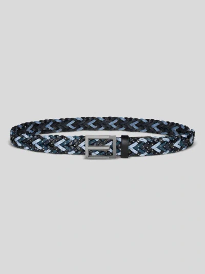 Etro Woven Leather Belt In Black