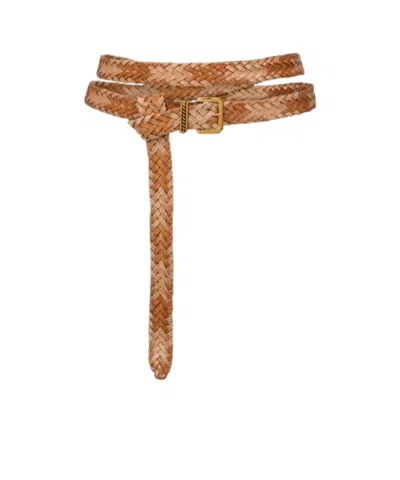 Etro Woven Leather Double-wrap Belt In Brown
