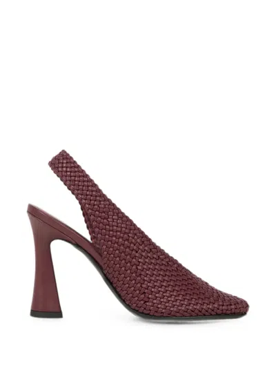 Etro Woven Slingback Pumps In Burgundy