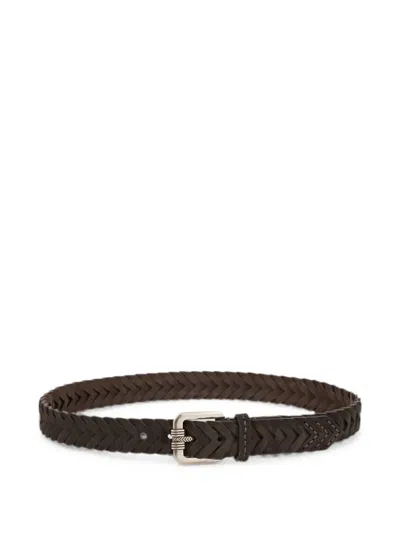 Etro Woven Suede Belt In Brown