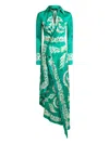 Etro Wrap-effect Draped Printed Satin-jacquard Midi Dress In Green