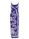 Etro Blue Long Dress With Spaghetti Straps And All-over Print In Multi