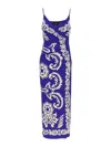 Etro Blue Long Dress With Spaghetti Straps And All-over Print