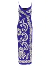 Etro Blue Long Dress With Spaghetti Straps And All-over Print In Multi