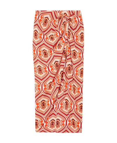 Etro Wrap Effect Printed Mid-length Skirt In Red