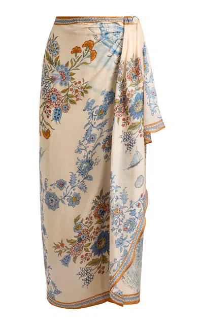 Etro Wrap-front Silk Maxi Skirt In Multi