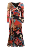 Etro Wrapped Jersey Midi Dress In Multi