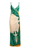 Etro Wrapped Satin Midi Dress In Multi