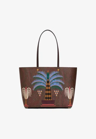 Etro X Agostino Lacurci Medium Essential Embroidered Tote Bag In Brown