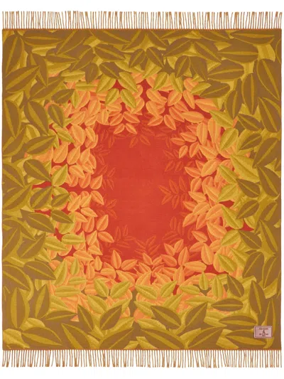 Etro X Amy Lincoln Leaf-jacquard Fringed Throw In Grün