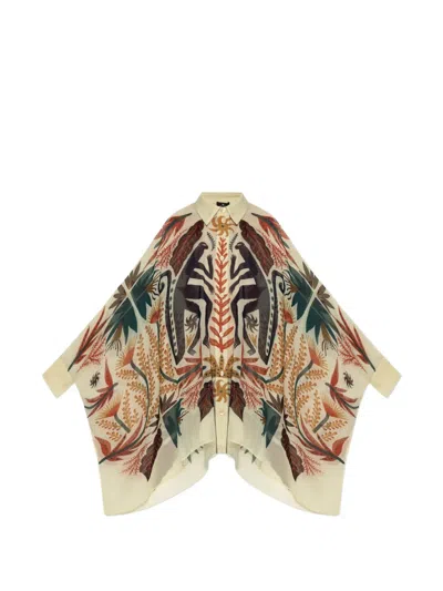 Etro X Tabby Booth Asymmetrical-cut Graphic-print Shirt In Neutral