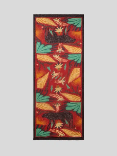 Etro X Tabby Booth Modal-blend Scarf With Placed Print, Woman, Red In Multi
