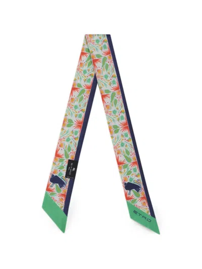 Etro X Tabby Booth Paisley-print Silk Scarf In Green