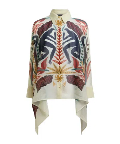Etro X Tabby Booth Shirt With Hanky Hem And Placed Print In Multi