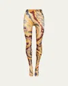 Etro X Wolford Etro Shimmer Paisley-print Tights In Grey