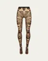 Etro X Wolford Etro Tattoo-effect Tights In Chocolate/black