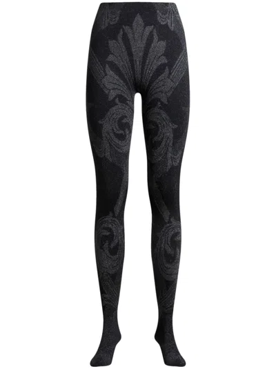 Etro X Wolford Metallic-jacquard Tights In Black