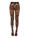 Etro Wolford Tights With Paisley Tattoo Pattern In Brown
