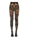 Etro Wolford Tights With Paisley Tattoo Pattern In Grey