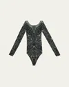 Etro X Wolford X Etro Tattoo String Bodysuit In Grey/black